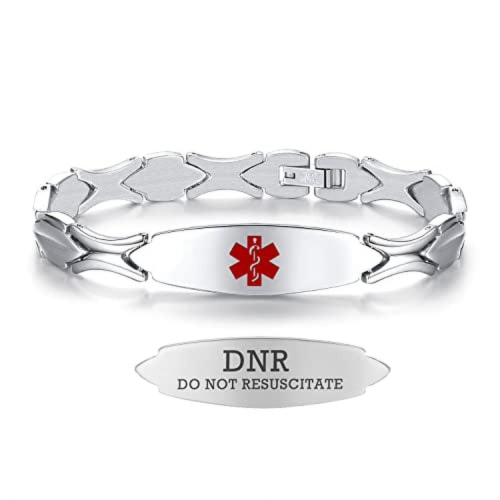 LinnaLove 7 1/2 inch Engraved DNR Do Not Resuscitate Medical Alert