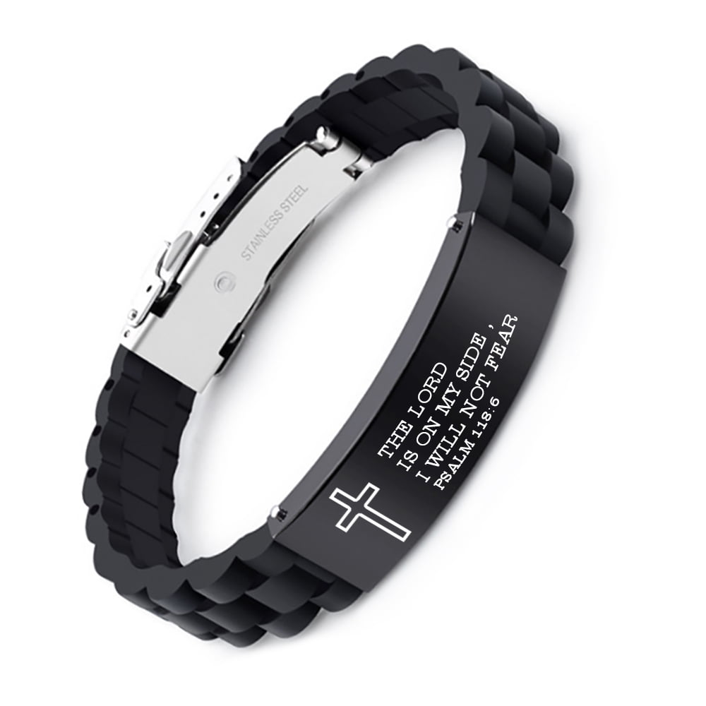 LinnaLove Bible Verse Bracelets for Men and Women, Stainless Steel
