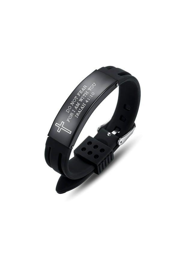 Bible Verse Bracelets for Men and Women, Stainless Steel Silicone Mantra Quotes Cross Bracelets - Ideal Christian Gifts