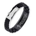 thumbnail image 1 of LinnaLove Bible Verse Bracelets for Men and Women, Stainless Steel Silicone Mantra Quotes Cross Bracelets - Ideal Christian Gifts, 1 of 5