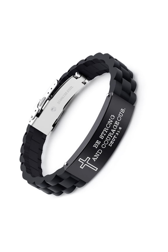 Bible Verse Bracelets for Men and Women, Stainless Steel Silicone Mantra Quotes Cross Bracelets - Ideal Christian Gifts
