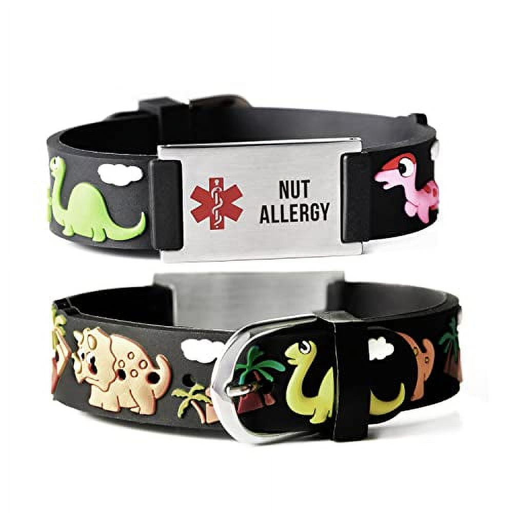 Medical Anaphylaxis Identification Bracelets Medic Alert ID Disease Allergy  Alarm Layered Silicone Wristband Women Men's Personalized Meds Jewelry for  Emergency,8.26 Inch - Walmart.com