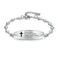 thumbnail image 1 of LinnaLove Stylish heart chain Bible Verse Bracelet with Mantra Quotes -Stainless steel cross bracelet-Christian Gifts for Women (Silver,The Lord is .), 1 of 4