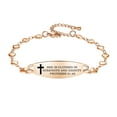thumbnail image 1 of LinnaLove Stylish heart chain Bible Verse Bracelet with Mantra Quotes -Rose gold cross bracelet-Christian Gifts for Women (Rose Gold,She is Clothed.), 1 of 4