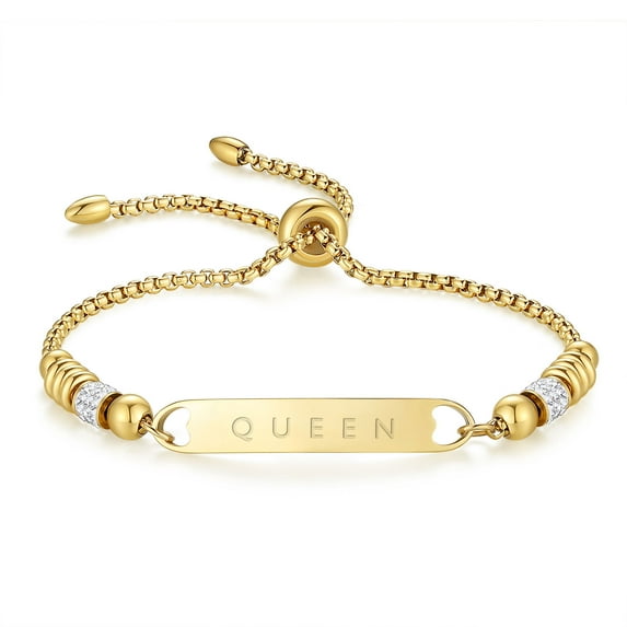 LinnaLove Valentine's Day Present-queen Bracelets for Women, Stainless Steel Relationships Matching Bracelets for Girlfriend Wife