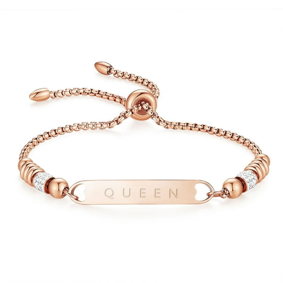 LinnaLove Valentine's Day Present-queen Bracelets for Women, Stainless Steel Relationships Matching Bracelets for Girlfriend Wife