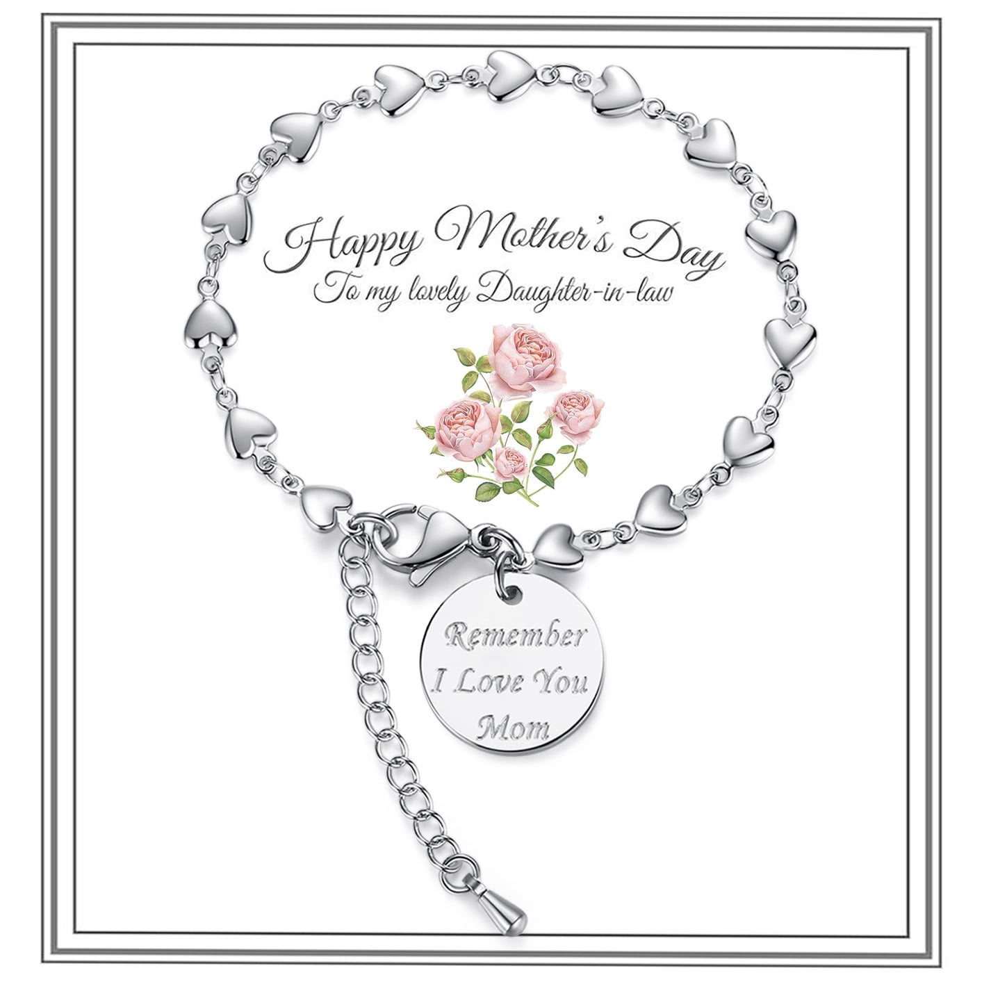 LinnaLove mothers day gifts for mom stainless steel heart bracelets ...
