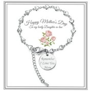 LinnaLove mothers day gifts for mom stainless steel heart bracelets with Quotes "Remember I Love You Mom"-Mothers gift from daughter son