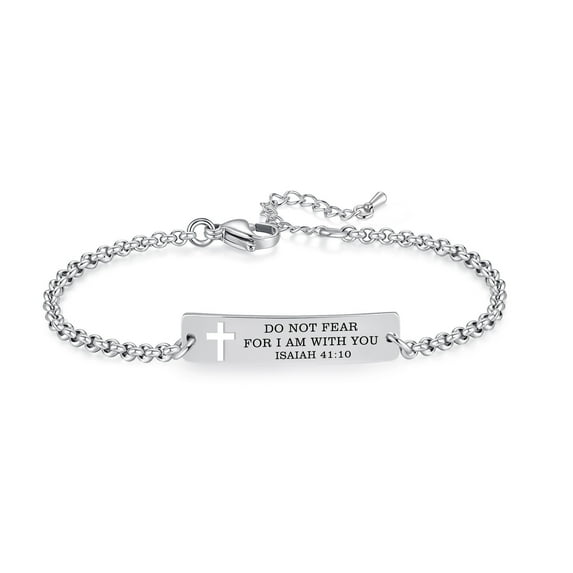 Linnalove Bible Verse Bracelets,Christmas Gift -Adjustable Stainless Steel Heart Chain Faith Christian Mantra Quotes Engraved Bracelet for Women