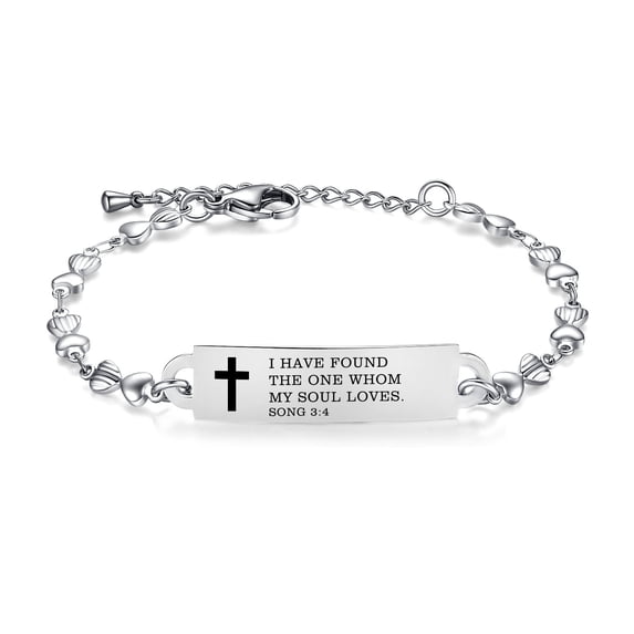 Linnalove Bible Verse Bracelets,Christmas Gift -Adjustable Stainless Steel Heart Chain Faith Christian Mantra Quotes Engraved Bracelet for Women