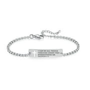 Linnalove Bible Verse Bracelets,Christmas Gift -Adjustable Stainless Steel Heart Chain Faith Christian Mantra Quotes Engraved Bracelet for Women