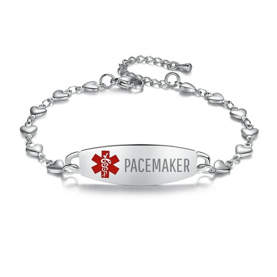 Linnalove Fashion Heart Medical Alert Bracelets for Women Pacemaker bracelets 7-8.5 in Adjustable