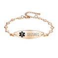 thumbnail image 1 of Linnalove Fashion Rose Gold Heart Medical Alert Bracelets for Women Seizures bracelets 7-8.5 in Adjustable, 1 of 7