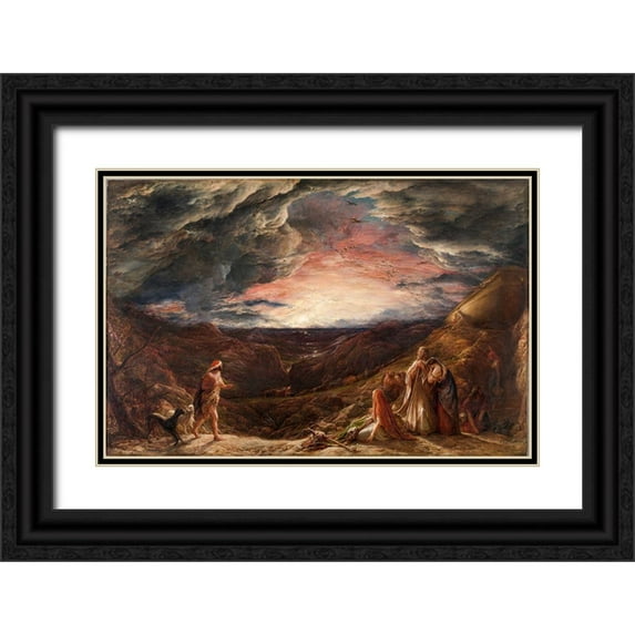 Linnell, John 32x22 Black Ornate Wood Framed with Double Matting Museum Art Print Titled - Noah, The Eve of the Deluge