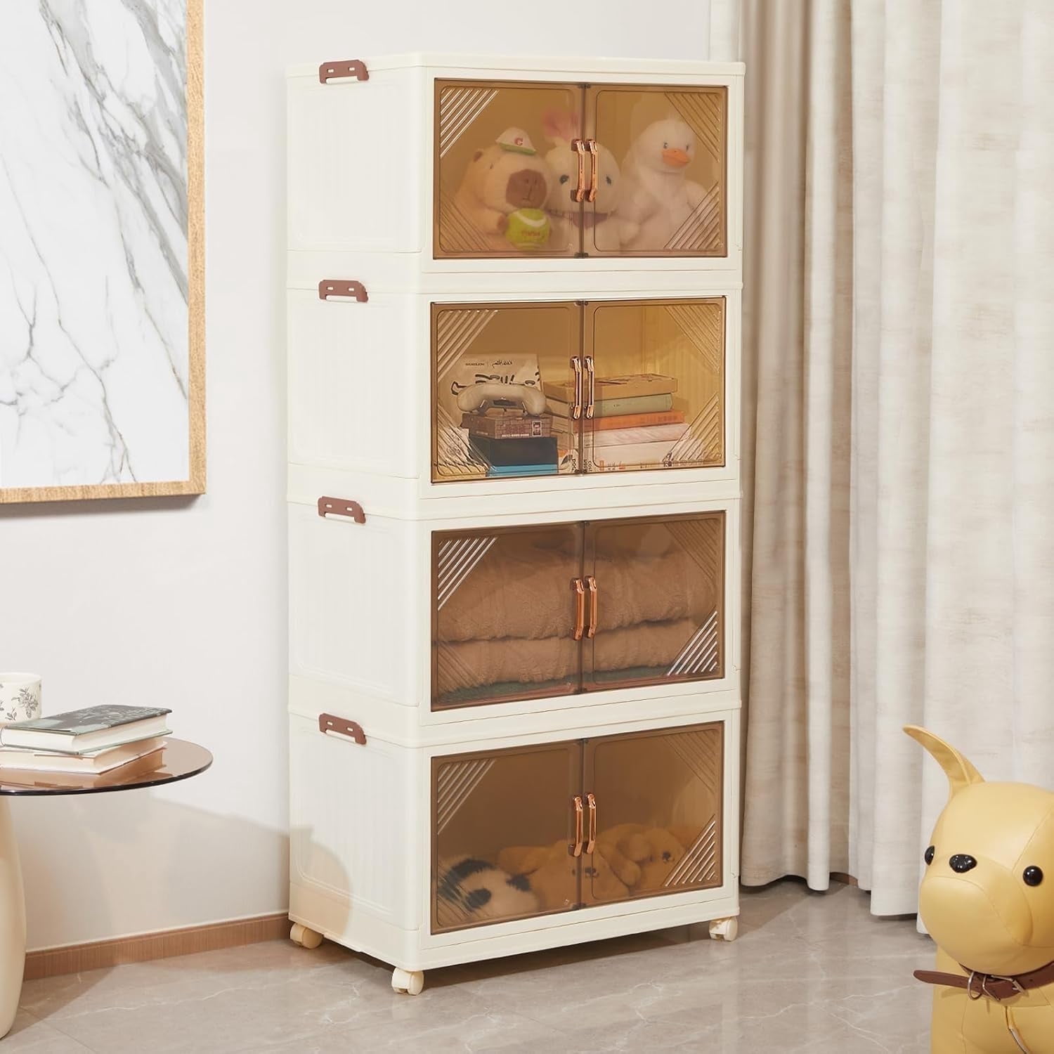 Linnerex 4-Tier Storage Bins with Lids, 58QT Stackable Storage Bins ...