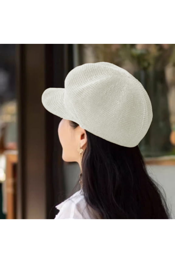 1 Packs Womens Newsboy Cap Summer Straw Woven Beret Cap Vintage Visor Cap Cabbie Cap