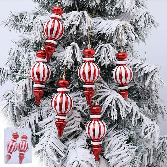 Linnome 2 Pack Amosfun Christmas Tree Ornaments 6 Inch Finial Drop Ball Ornaments Gourd Shape Hanging Ball Christmas Party Decorations