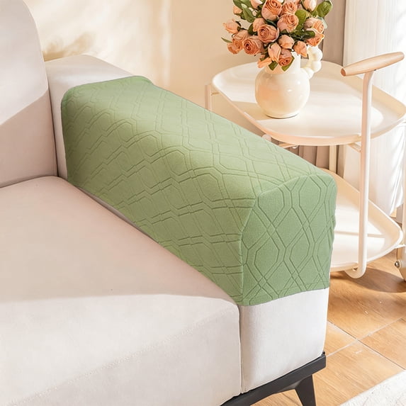 Linnome 2 Pack Green Stretch Sofa Armrest Cover Non Slip Furniture Protector For Arms Guards Elastic Covers For Living Room Couch