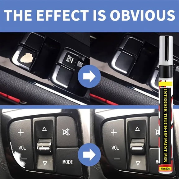 Linnome 20ml Black Car Interior Touch-Up Paint Pen - Fast-Drying ABS Repair Tool for Scratched Dashboard Buttons, Steering Wheels, and Gear Knobs - Durable Auto Scratch Repair Kit for Plastic Parts
