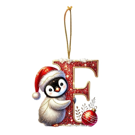Linnome 26 Letters Christmas Tree Decoration Pendant Acrylic Alphabet Letter Ornaments Personalized Xmas Tree Hanging Pendants With Santa Hat For Holiday Decor Christmas Gift For Family Friends