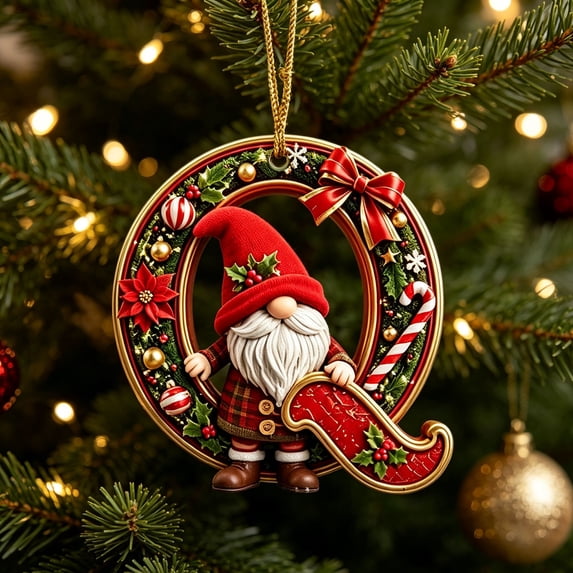 Linnome 2D Acrylic Christmas Letter Ornaments Personalized Xmas Tree Hanging Letter Pendants Festive DIY Decorative Accessories For Home Holiday Party Christmas Tree Decoration Gift Idea Supply