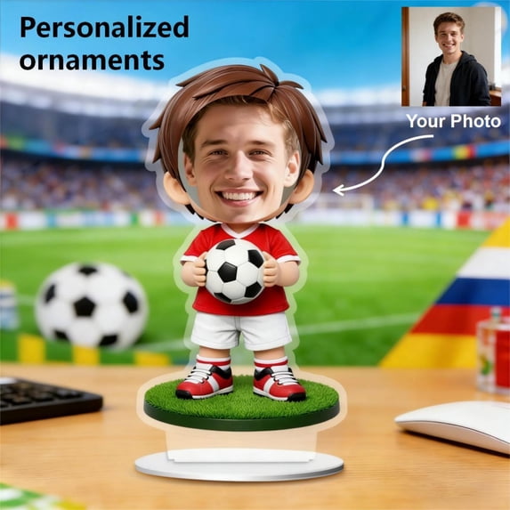 Linnome 4 Inch Custom Acrylic Football Shape Name Plate Soccer Player Personalized Gift For Fans Home Office Desk Decoration Trophy Display