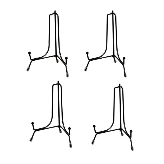 Linnome 4 Pcs Metal Display Stand Multi Purpose Easel Plate Photo Frame Tablet Artwork Holder Adjustable Angle Craft Decor Rack for Picture Canvas