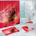 thumbnail image 1 of Linnome 4-Piece Printed Shower Curtain Set, Waterproof Polyester Bathroom Decor with Absorbent Mat, Modern Bath Ensemble, 1 of 4