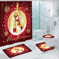 thumbnail image 1 of Linnome 4-Piece Printed Shower Curtain Set, Waterproof Polyester Bathroom Decor with Absorbent Mat, Modern Bath Ensemble, 1 of 4