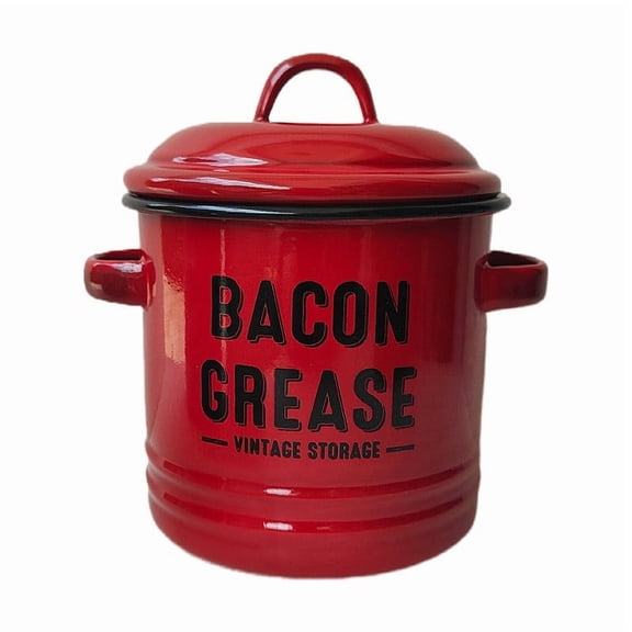 Linnome 42oz Bacon Grease Container Enamel Ceramic Fat Can for Grease Drippings Storage Durable Easy to Clean Kitchen Practical Use
