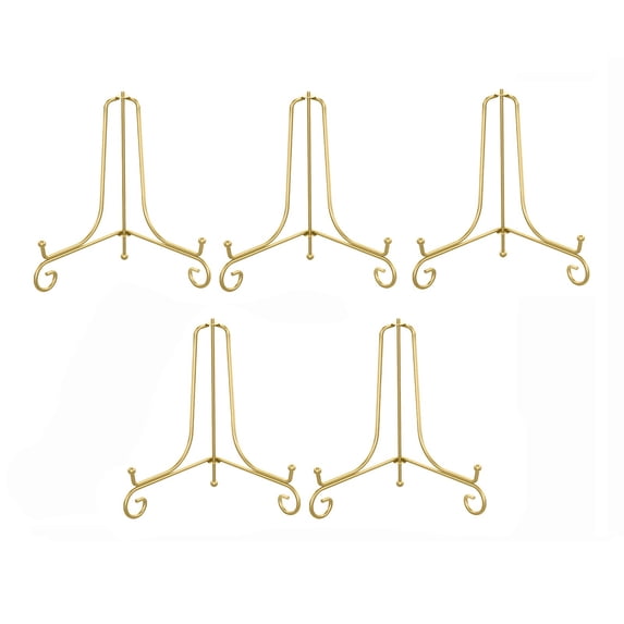 Linnome 5 Pack Metal Display Stand Adjustable Plate Photo Frame Art Holder Decorative Easel for Ceramic Plates Picture Canvas Craft Desktop Display