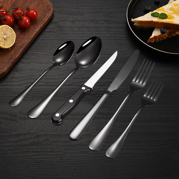 Linnome 6 Piece Stainless Steel Tableware Set Complete Flatware Collection for Home Dining Everyday Use Durable Cutlery for Eating and Serving