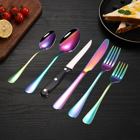 Linnome 6 Piece Stainless Steel Tableware Set Complete Flatware Collection for Home Dining Everyday Use Durable Cutlery for Eating and Serving