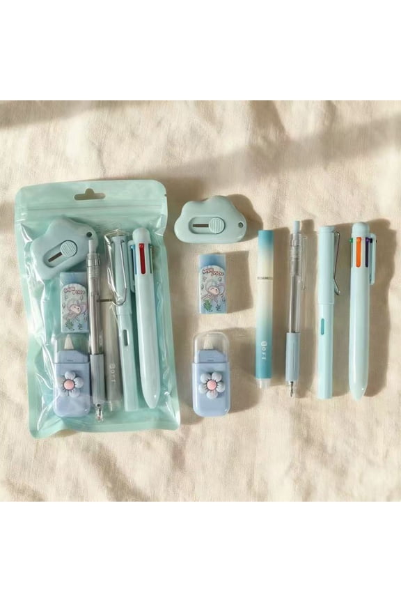 7 Piece Stationery Set for Youths Graduation Gift with Pens Eraser Correction Tape and Art Knife