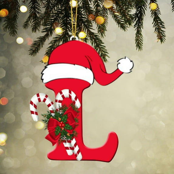 Linnome Acrylic Family Tree Christmas Ornament - 26 Letter Pendant for Festive Home and Party Decor