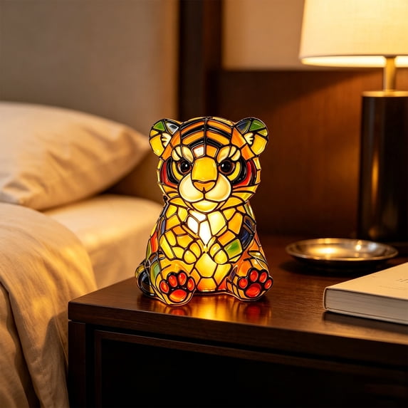 Linnome Animal Shaped Resin Night Lamp Multicolor LED Table Light Bedroom Desk Living Room Decor 6.3in