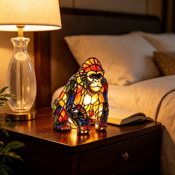 Linnome Animal Shaped Resin Night Lamp Multicolor LED Table Light Bedroom Desk Living Room Decor 6.3in