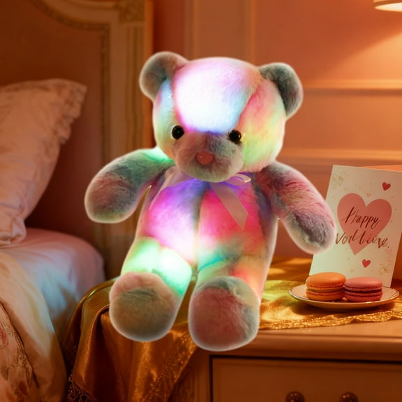 Linnome Bear Plush Toy Soft Glowing Stuffed Animal for Bedroom Home and Valentine's Day Joy