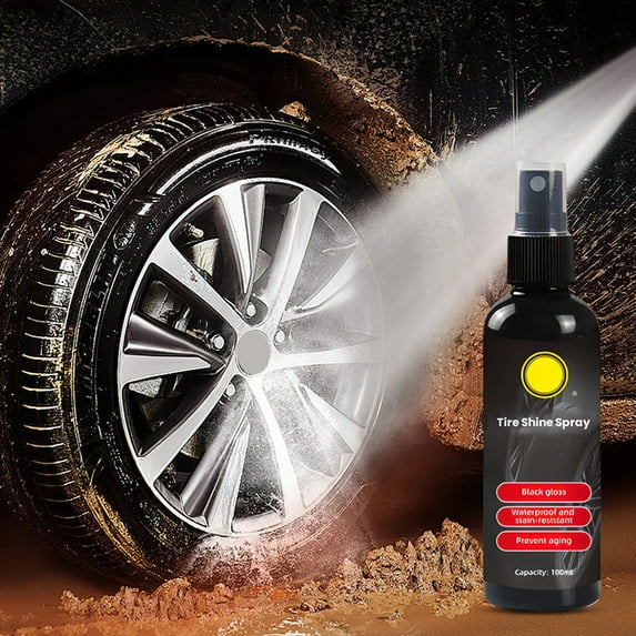 Linnome Car Tire Wax Shine Spray Water And UV Proof Dressing For Black Glossy Tire Care And Automotive Maintenance