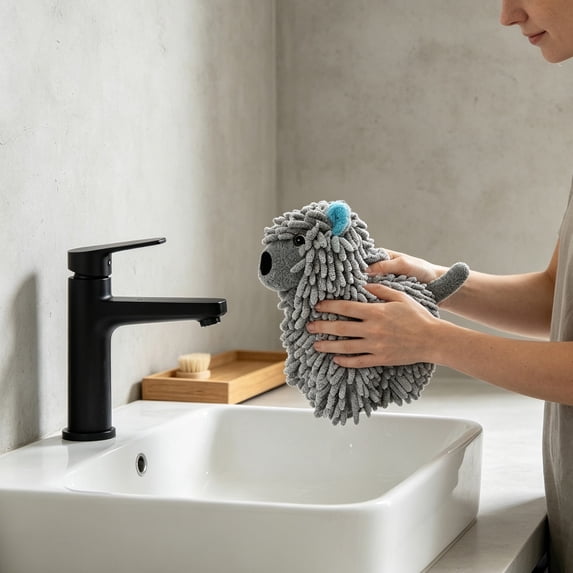 Linnome Cartoon Hand Towel Weave Hanging Doll Fast Dry Absorbent Cloth for Kitchen Bathroom Daily Hand Wiping Decor Ornament