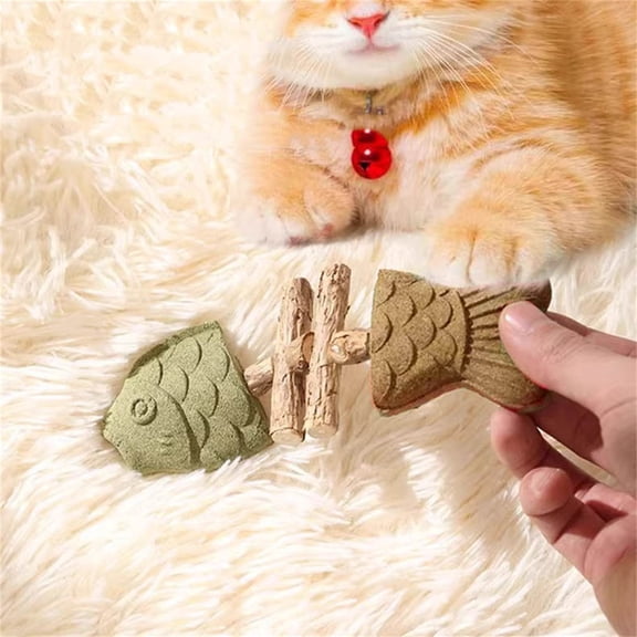 Linnome Catnip Fish Bone Chew Toy Simulated Fish Shape Durable Teething Tool for Feline Entertainment and Dental Health