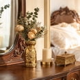 thumbnail image 1 of Linnome Ceramic Flower Vase Electroplated Gold Embossed Sunflower Sculpture 2 Sizes Gloss Luxury Tabletop Dry Floral Container Entry Coffee Bedroom Decor, 1 of 7