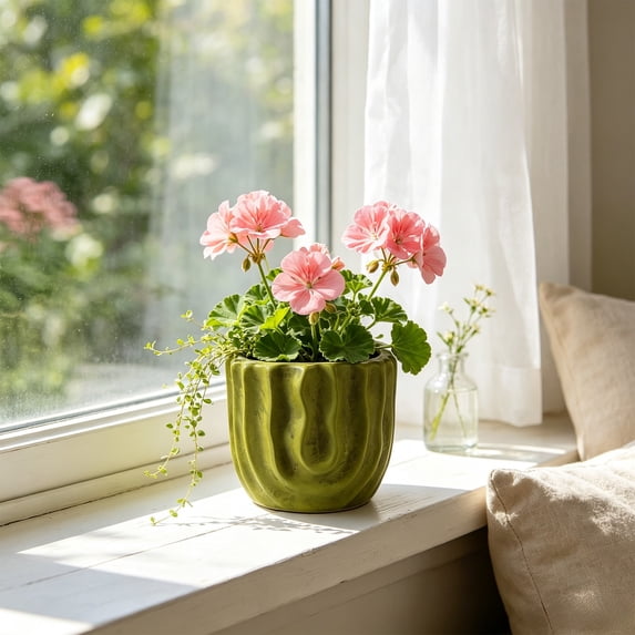 Linnome Ceramic Mini Flower Pot Retro Drainage Hole Planter for Small Green Plants Desktop Decor 4.33x4.33x3.54in