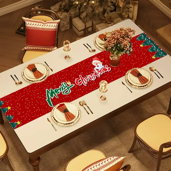Linnome Christmas Table Cover 72x13 Inches, Water-Resistant Table Decor for Holiday Gatherings