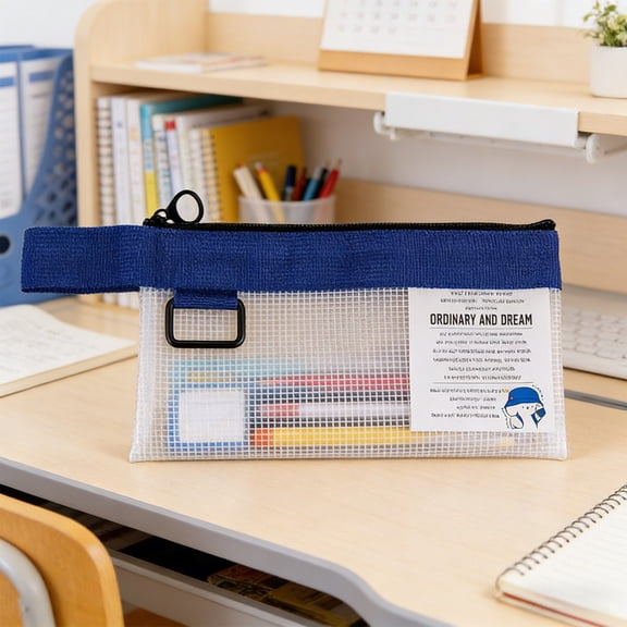 Linnome Clear PVC File Bag Thickened Zipper Storage Handbag Simple Storage Bag for Campus Office Supplies A6 Size