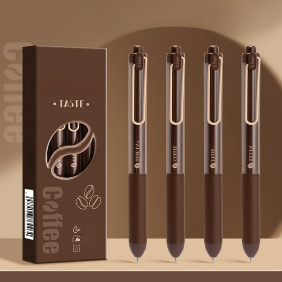 Linnome Coffee Rose Cream Scented Push-Type Neutral Pen, High-Color Personalized Brush Pen for Student Exam, Special ST Stationery with 8ml Ink