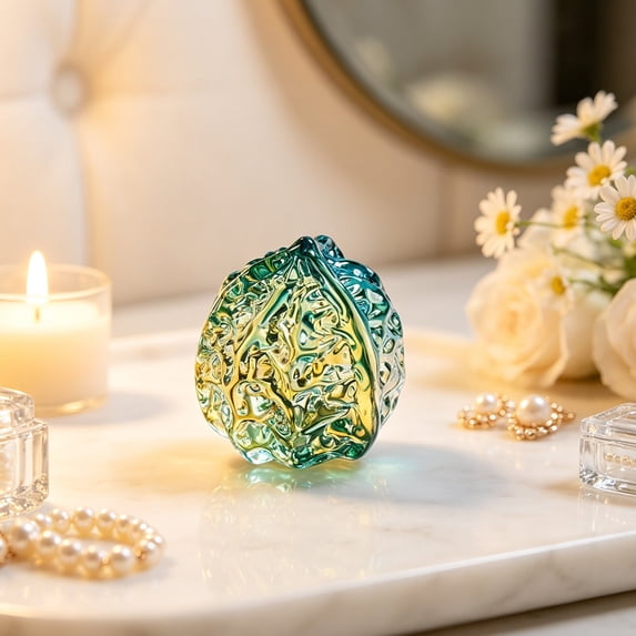 Linnome Colorful Crystal Glass Walnut Ornaments Decor - Handcrafted Glass Walnut Figurine Paperweight for Desk Shelf - Thoughtful Collectible Gift for Fathers Elders Collectors Home Decor