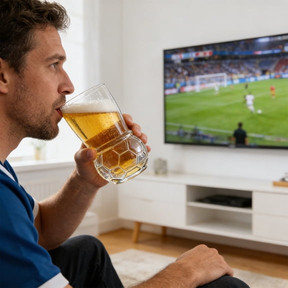 Linnome Creative Football Shaped Beer Glass, Spherical Mug for Juices 5.16in
