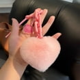 thumbnail image 1 of Linnome Creative Silicone Faux Rabbit Fur Heart Keychain for Bag Purse Couple Accessories Valentine's Day Gift Stylish Charm, 1 of 6