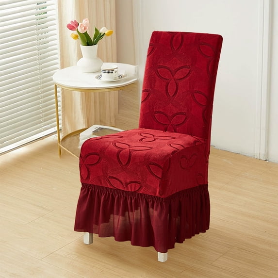 Linnome Dining Chair Cover Full Wrap Jacquard Elastic Integrated Skirted Chair Slipcover Thick Stretch Spandex Five Color Options for Hotel Home Dining Room Decor